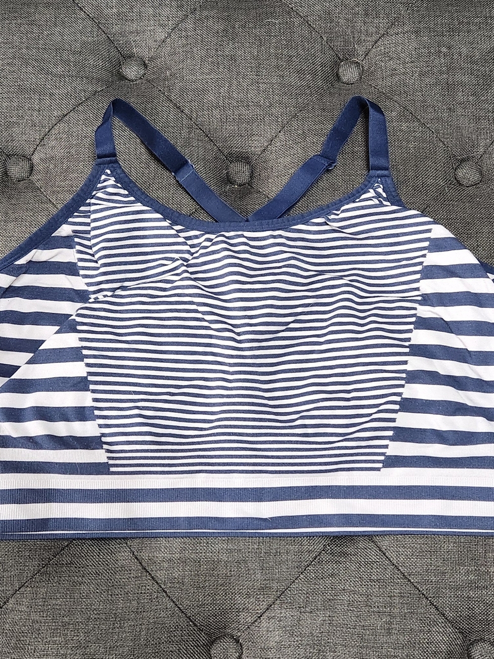 Cacique 26/28 Navy and Gray Striped Bralette - Picture 3 of 5